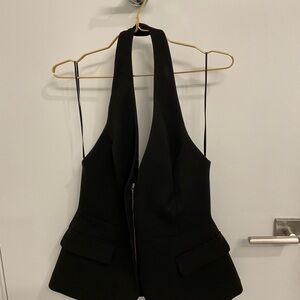 Zara Black Halter Peplum Vest with Front Zip